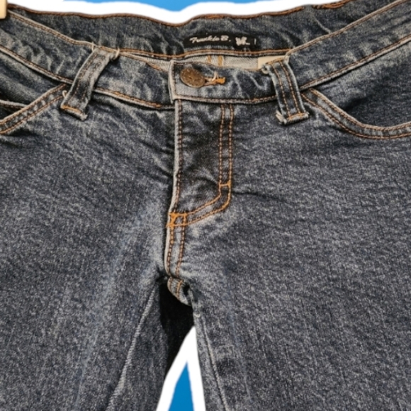 FRANKIE B 1990S VINTAGE DARK DENIM WIDE LEG LOW WAISTED HIP HUGER JEANS.SIZE XS/ - Picture 8 of 13